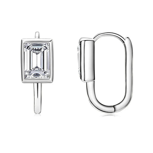 925 Sterling Silver 2x1ct Rectangular Moissanite Stud Earrings Unisex