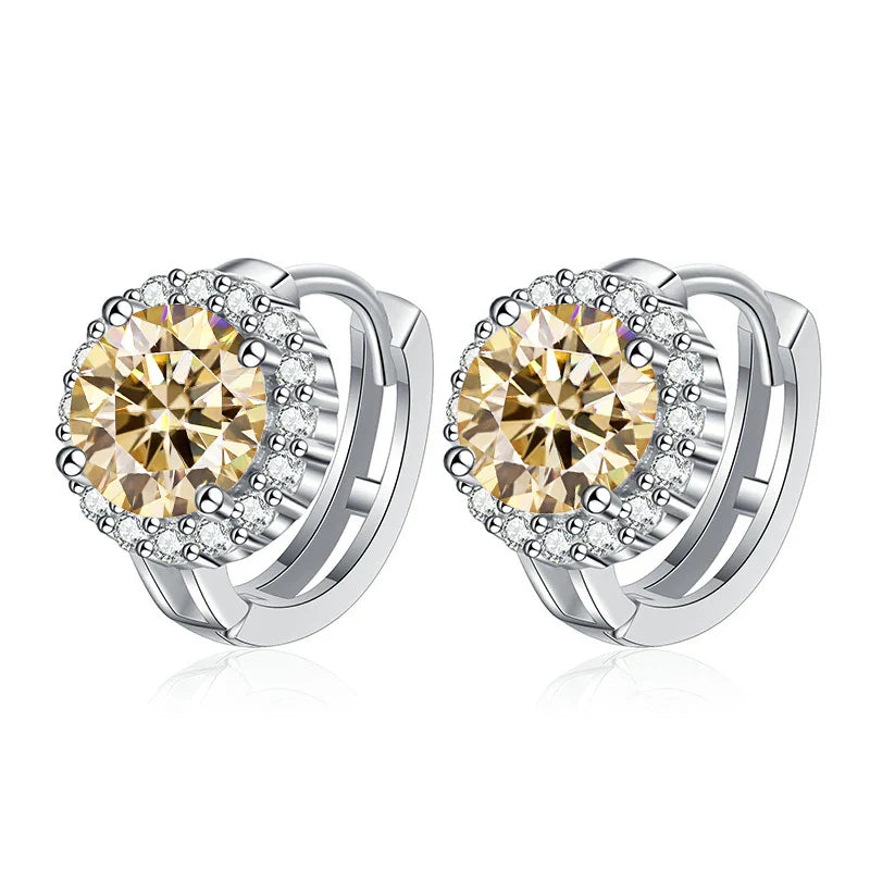 Boucles d'oreilles clous en argent sterling 925 avec moissanite couleur D pour femme, pour mariage