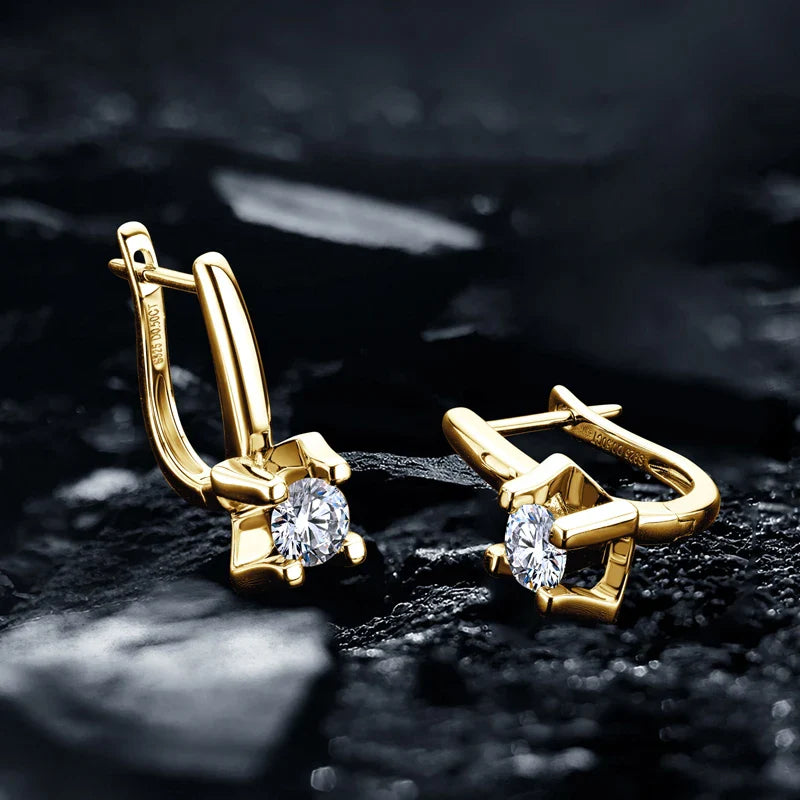 Boucles d'oreilles créoles huggies en argent sterling 925 avec moissanite 5 mm couleur D pour femmes