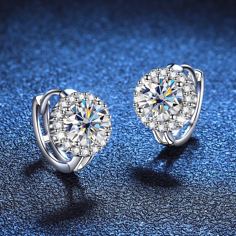 Boucles d'oreilles clous en argent sterling 925 avec moissanite couleur D pour femme, pour mariage