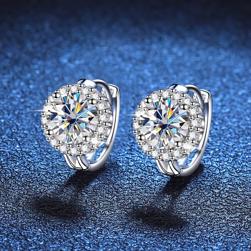 Boucles d'oreilles clous en argent sterling 925 avec moissanite couleur D pour femme, pour mariage