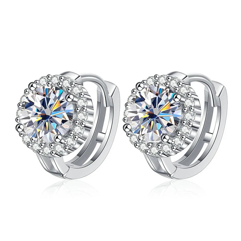 Boucles d'oreilles clous en argent sterling 925 avec moissanite couleur D pour femme, pour mariage