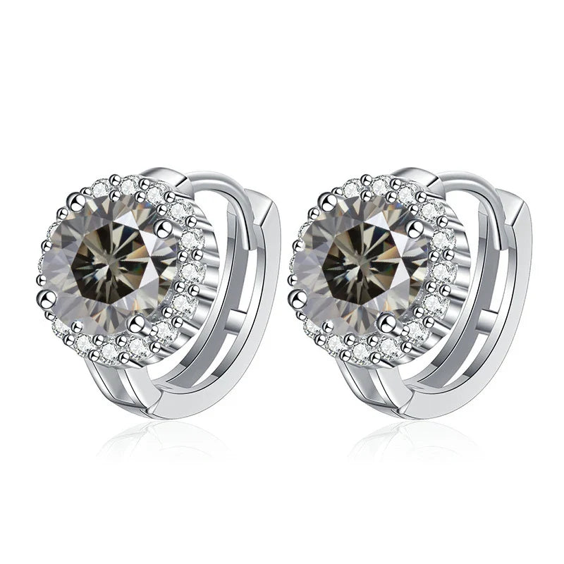 Boucles d'oreilles clous en argent sterling 925 avec moissanite couleur D pour femme, pour mariage
