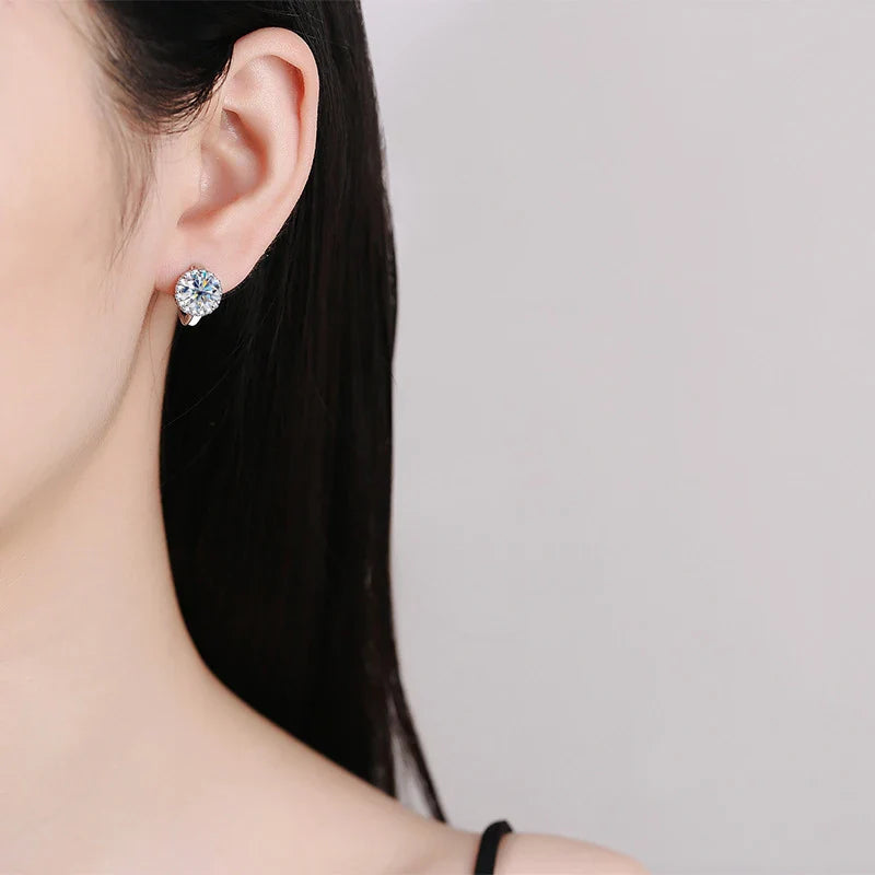 Boucles d'oreilles clous en argent sterling 925 avec moissanite couleur D pour femme, pour mariage
