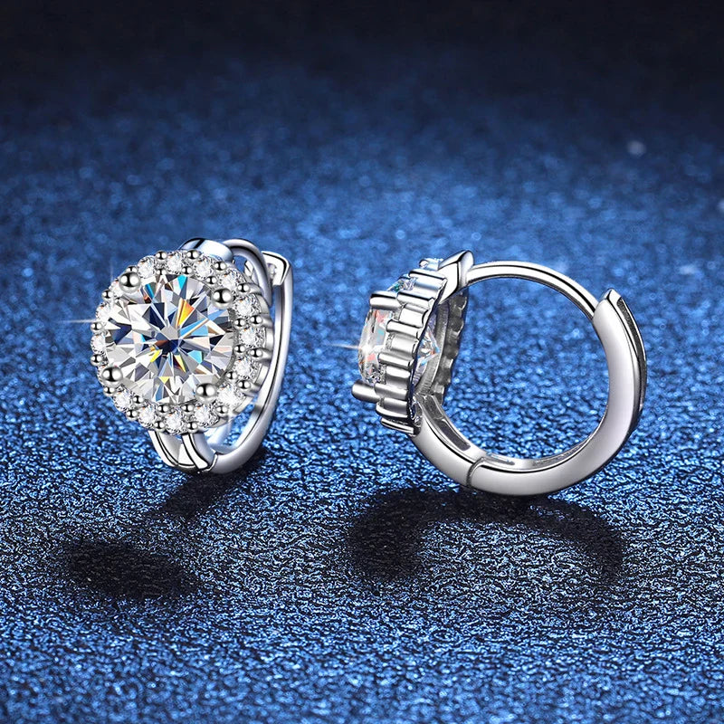 Boucles d'oreilles clous en argent sterling 925 avec moissanite couleur D pour femme, pour mariage