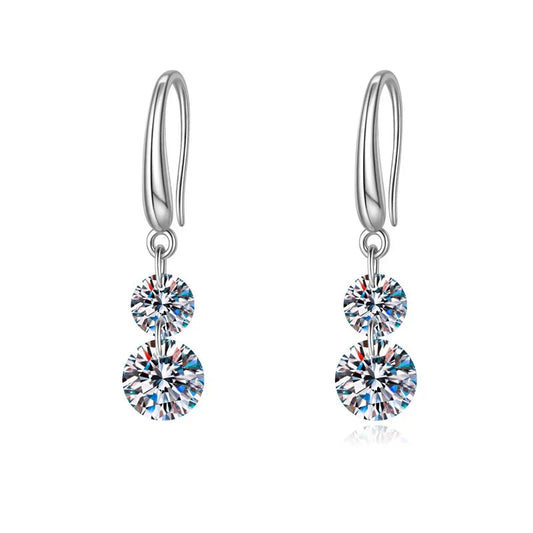 925 Sterling Silver 1.5ct Double Round Moissanite Stud Earrings For Women