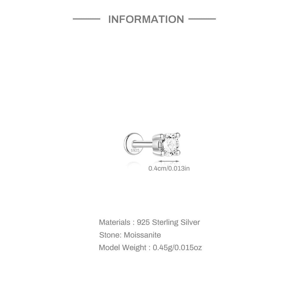 Ohrstecker für Damen aus 925er Sterlingsilber mit Mini-Moissanit-Vierkrappenfassung