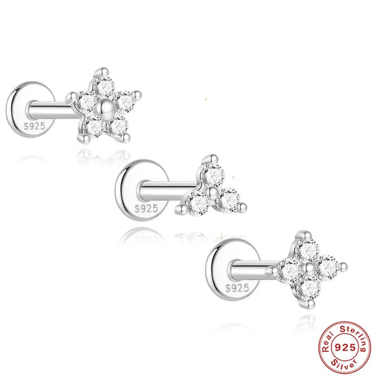 Boucles d'oreilles clous en argent sterling 925 mini moissanite à quatre griffes pour femmes