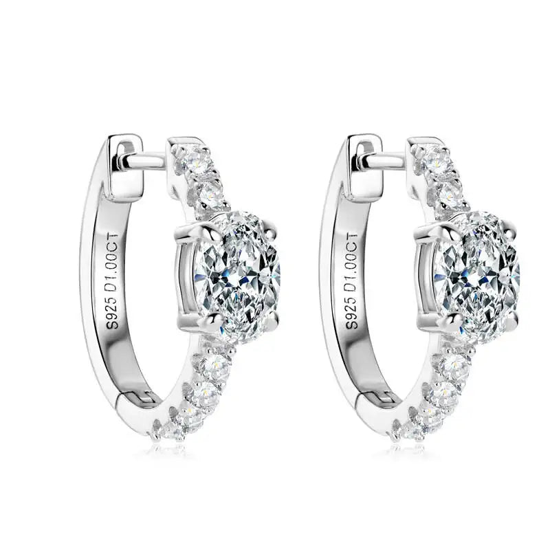925 Sterling Silber Moissanite 1 Karat ovale Ohrstecker für Damen GIA