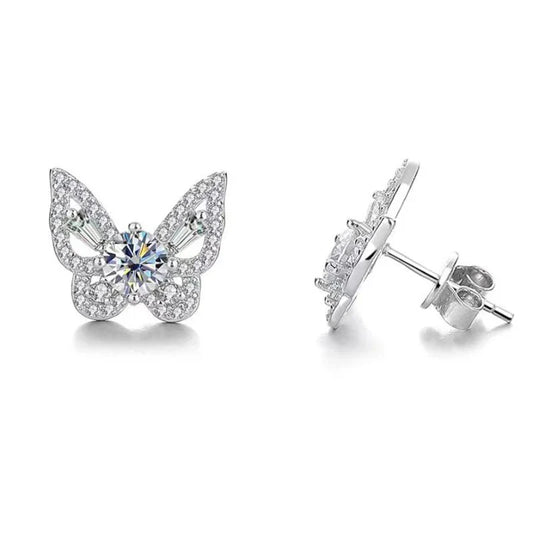 925 Sterling Silver Moissanite Butterfly Stud Earrings Romantic Gift For Women