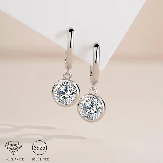 925 Sterling Silver Moissanite Drop Earrings 0.5-1 Ct Bubble Design Light Luxe
