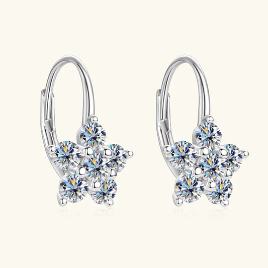 Boucles d'oreilles créoles fleurs en argent sterling 925 avec moissanite D0.60CT, cadeau de mariage