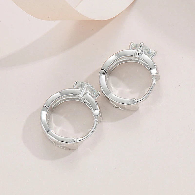 925 Sterling Silber Moissanit Creolen 0,50ctw Luxusgeschenke für Frauen