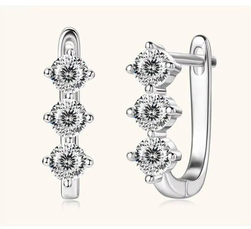 Boucles d'oreilles créoles en argent sterling 925 et moissanite. 1 carat, 6D, pour femme, cadeau de Saint-Valentin
