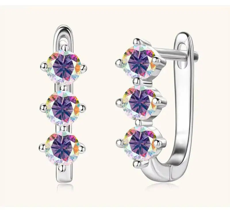 Boucles d'oreilles créoles en argent sterling 925 et moissanite. 1 carat, 6D, pour femme, cadeau de Saint-Valentin
