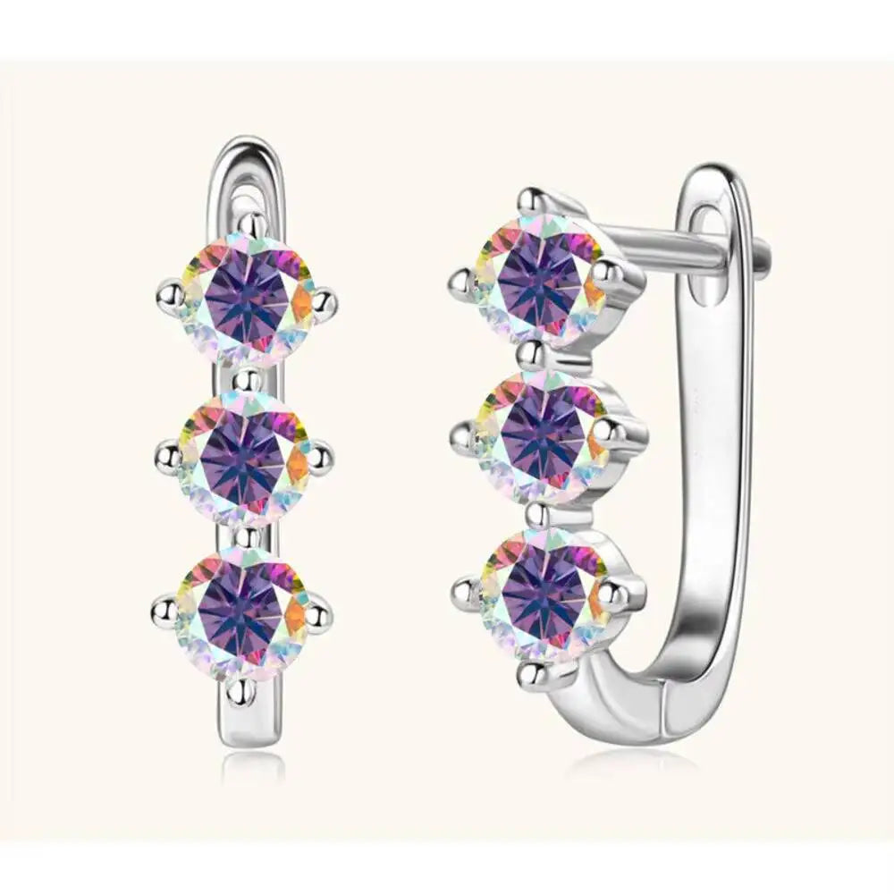Boucles d'oreilles créoles en argent sterling 925 et moissanite. 1 carat, 6D, pour femme, cadeau de Saint-Valentin