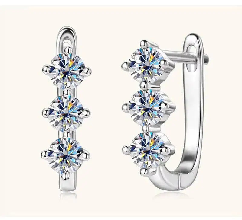 Boucles d'oreilles créoles en argent sterling 925 et moissanite. 1 carat, 6D, pour femme, cadeau de Saint-Valentin