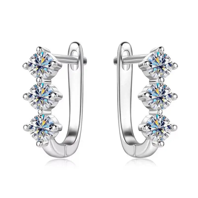 Boucles d'oreilles créoles en argent sterling 925 et moissanite. 1 carat, 6D, pour femme, cadeau de Saint-Valentin
