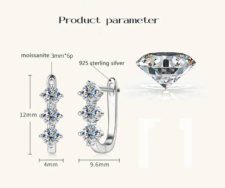 Boucles d'oreilles créoles en argent sterling 925 et moissanite. 1 carat, 6D, pour femme, cadeau de Saint-Valentin