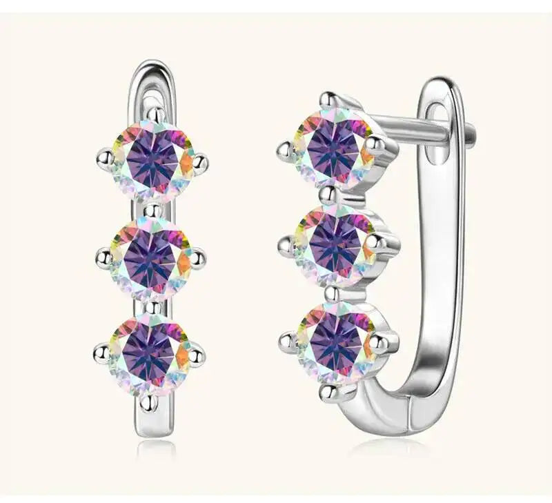 Boucles d'oreilles créoles en argent sterling 925 et moissanite. 1 carat, 6D, pour femme, cadeau de Saint-Valentin