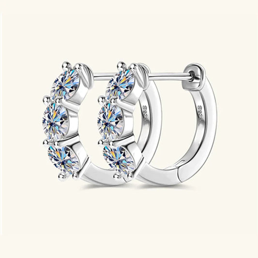 925 Sterling Silver Moissanite Hoop Earrings - Sparkling Gift for Women