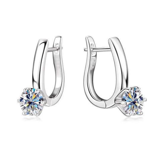 925 Sterling Silver Moissanite Hoop Earrings Retro Simple Light Luxury