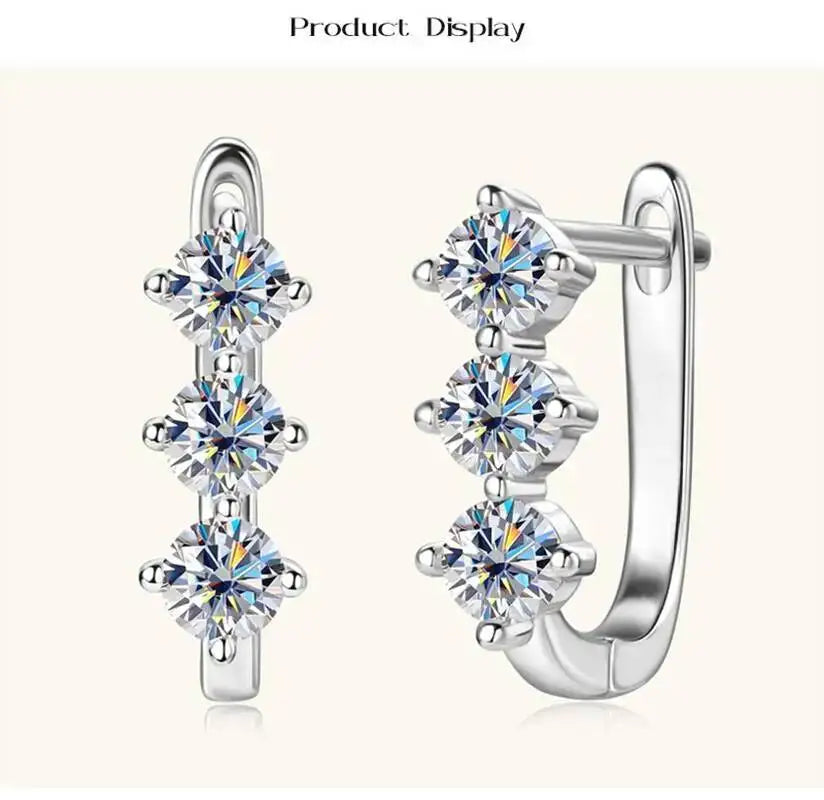 Boucles d'oreilles créoles en argent sterling 925 et moissanite. 1 carat, 6D, pour femme, cadeau de Saint-Valentin