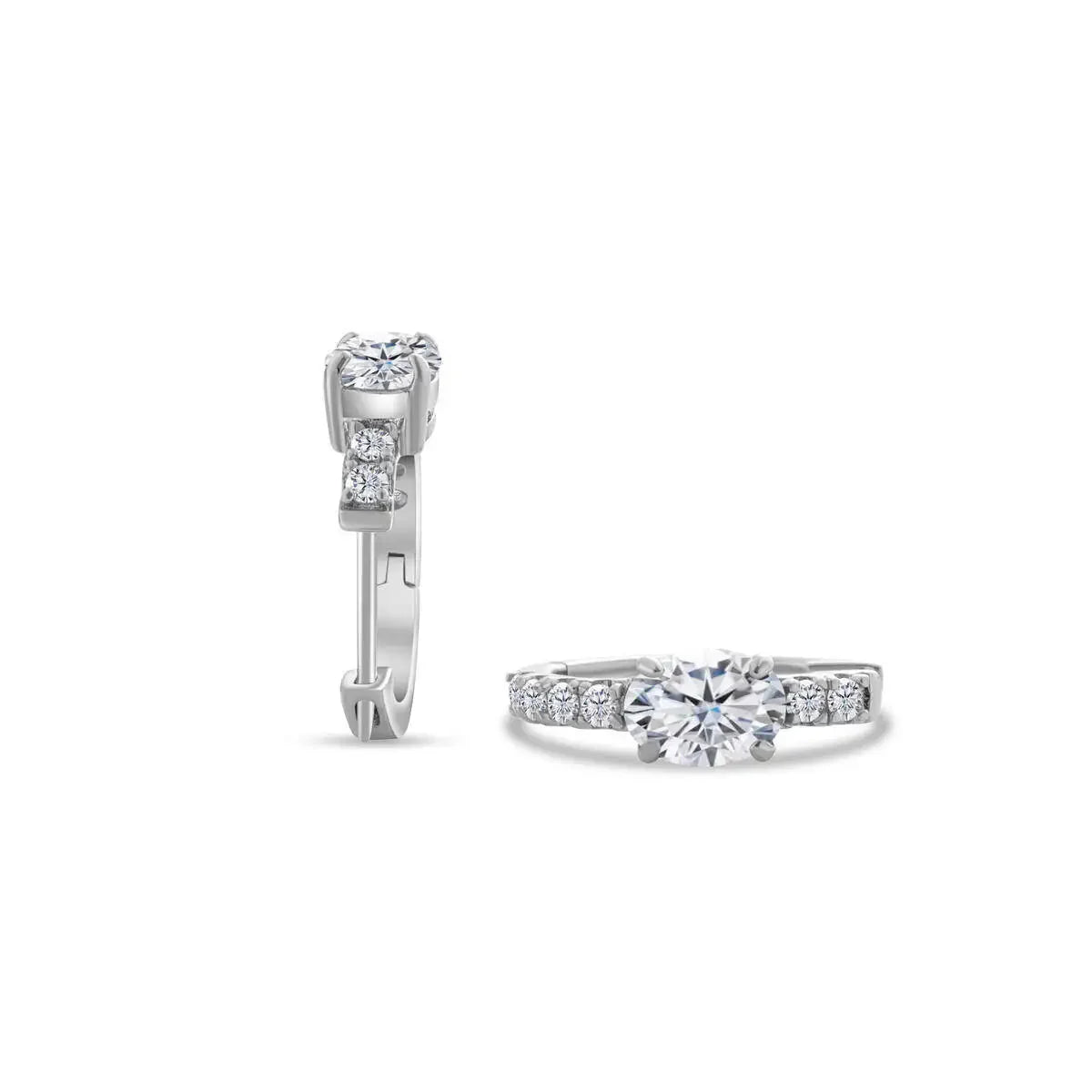 925 Sterling Silber Moissanite 1 Karat ovale Ohrstecker für Damen GIA