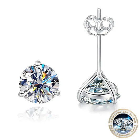925 Sterling Silver Moissanite Stud Earrings 0.5CT 1CT Women Classic