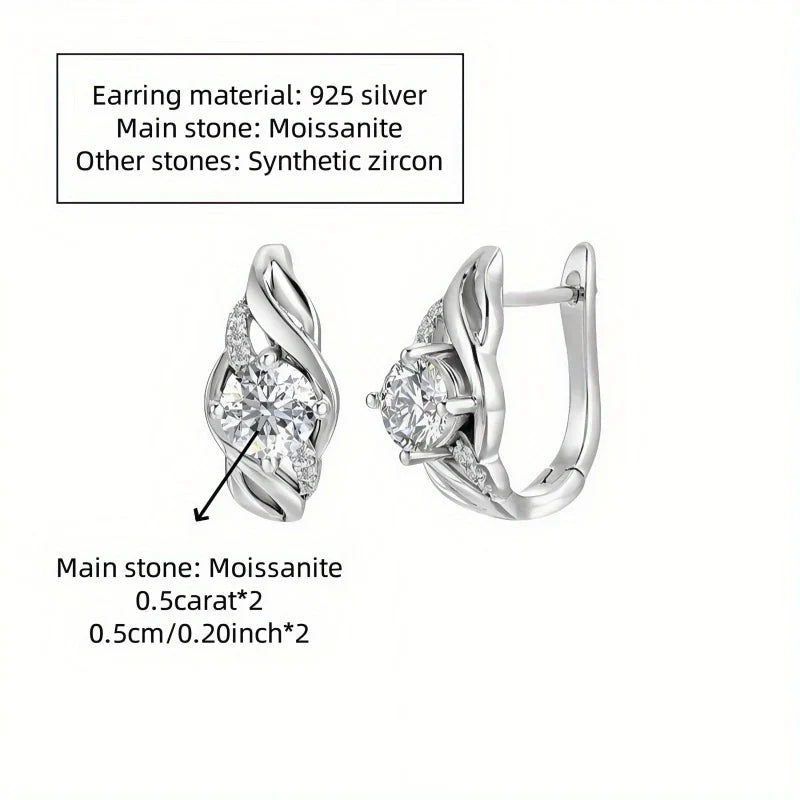 925 Sterling Silber 0.5 Karat Moissanit Ohrstecker für Paare Frauen Männer