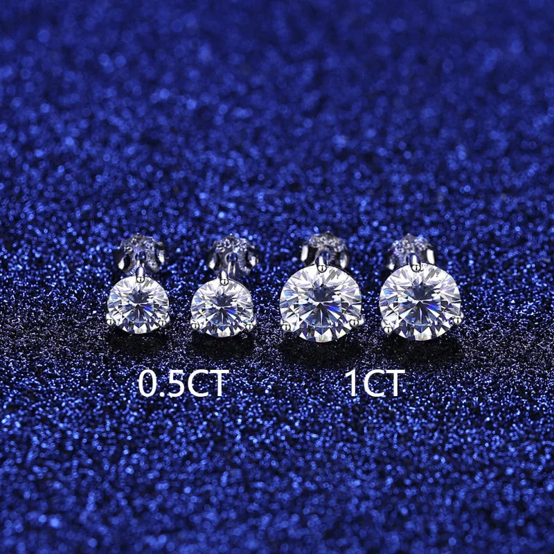 Ohrstecker aus 925er Sterlingsilber mit Moissanit 0,5CT 1CT Klassisch Damen