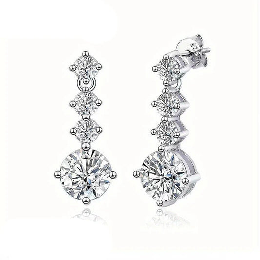 Boucles d'oreilles clous en argent sterling 925 Moissanite 2.6ct Classiques Simples Luxe