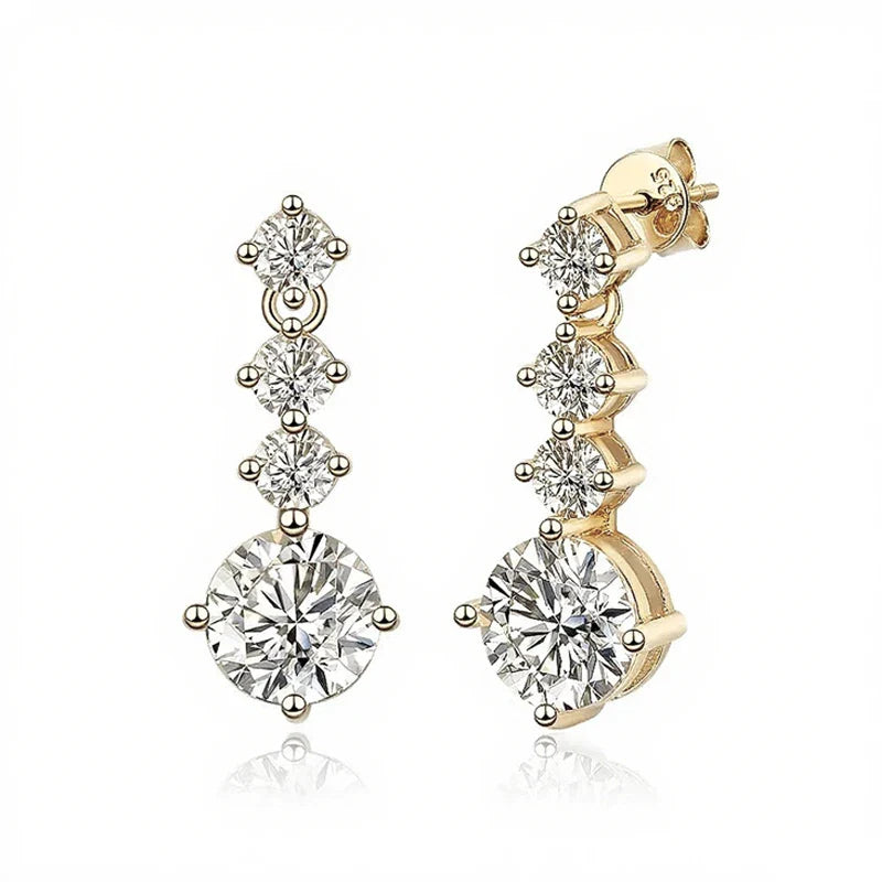 925 Sterling Silver Moissanite Stud Earrings 2.6ct Classic Simple Luxury