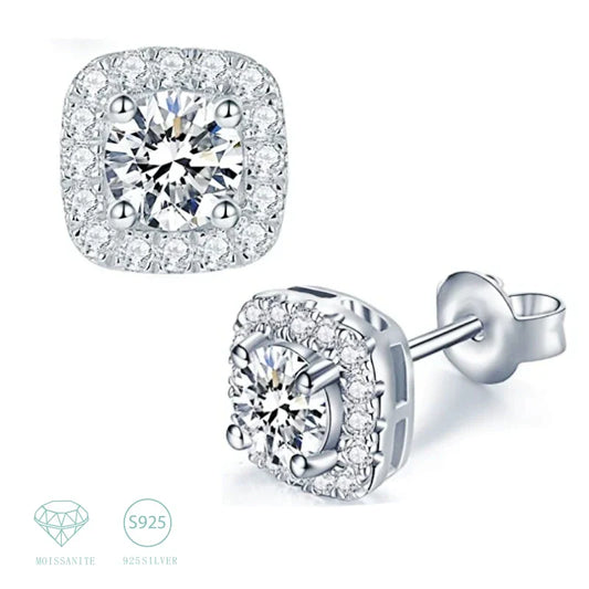 Boucles d'oreilles clous en argent sterling 925 Moissanite 1-2 carats, cadeau pour couples hommes femmes