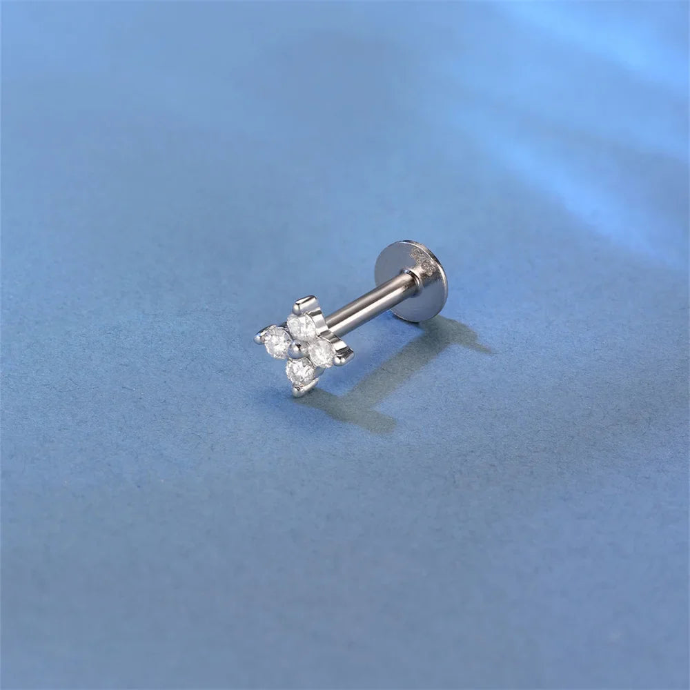 Clous d'oreilles en argent sterling 925 avec moissanite, à vis, quatre griffes, petits bijoux classiques et tendance