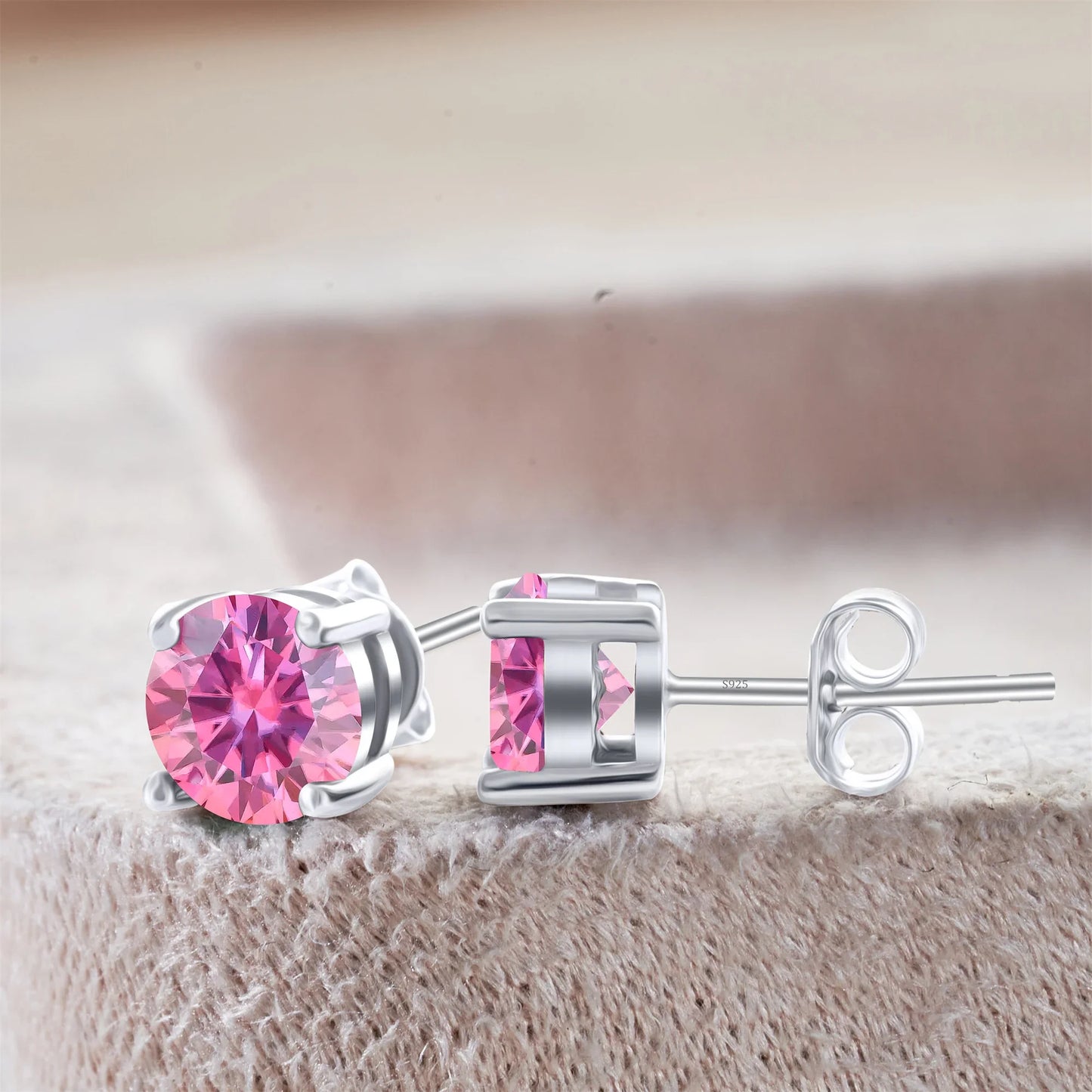 925 Sterling Silver Moissanite Stud Earrings - Round 1ctw Engagement Gift