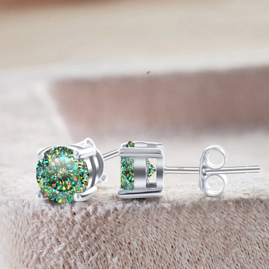 925 Sterling Silver Moissanite Stud Earrings - Round 1ctw Engagement Gift