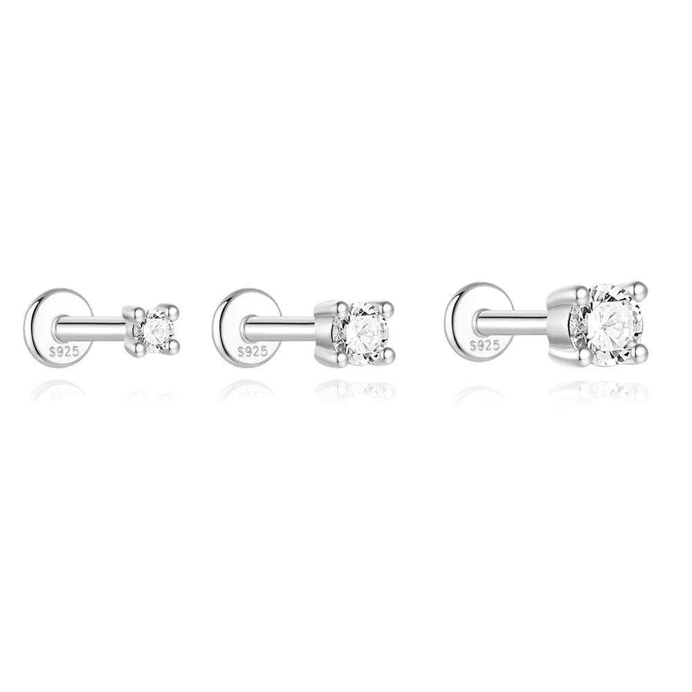 Clous d'oreilles en argent sterling 925 avec moissanite, à vis, quatre griffes, petits bijoux classiques et tendance