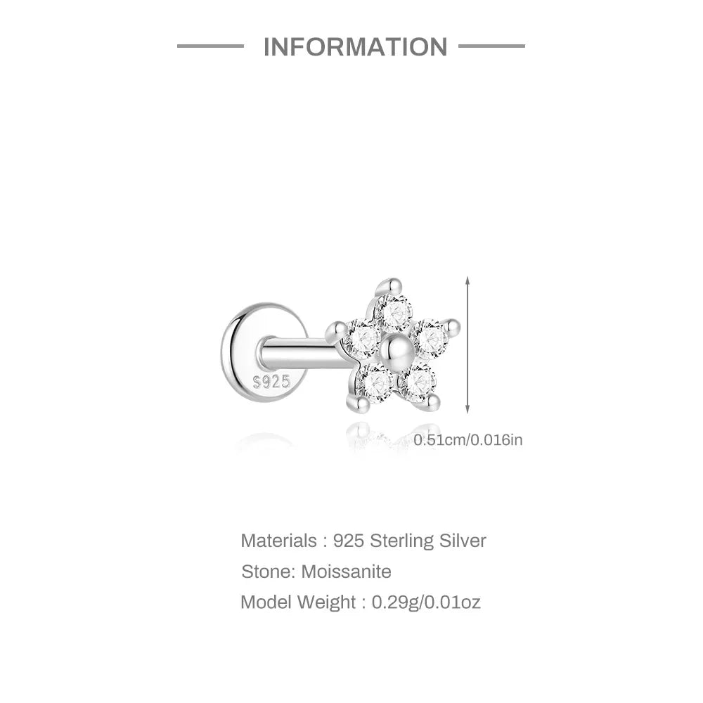 Clous d'oreilles en argent sterling 925 avec moissanite, à vis, quatre griffes, petits bijoux classiques et tendance