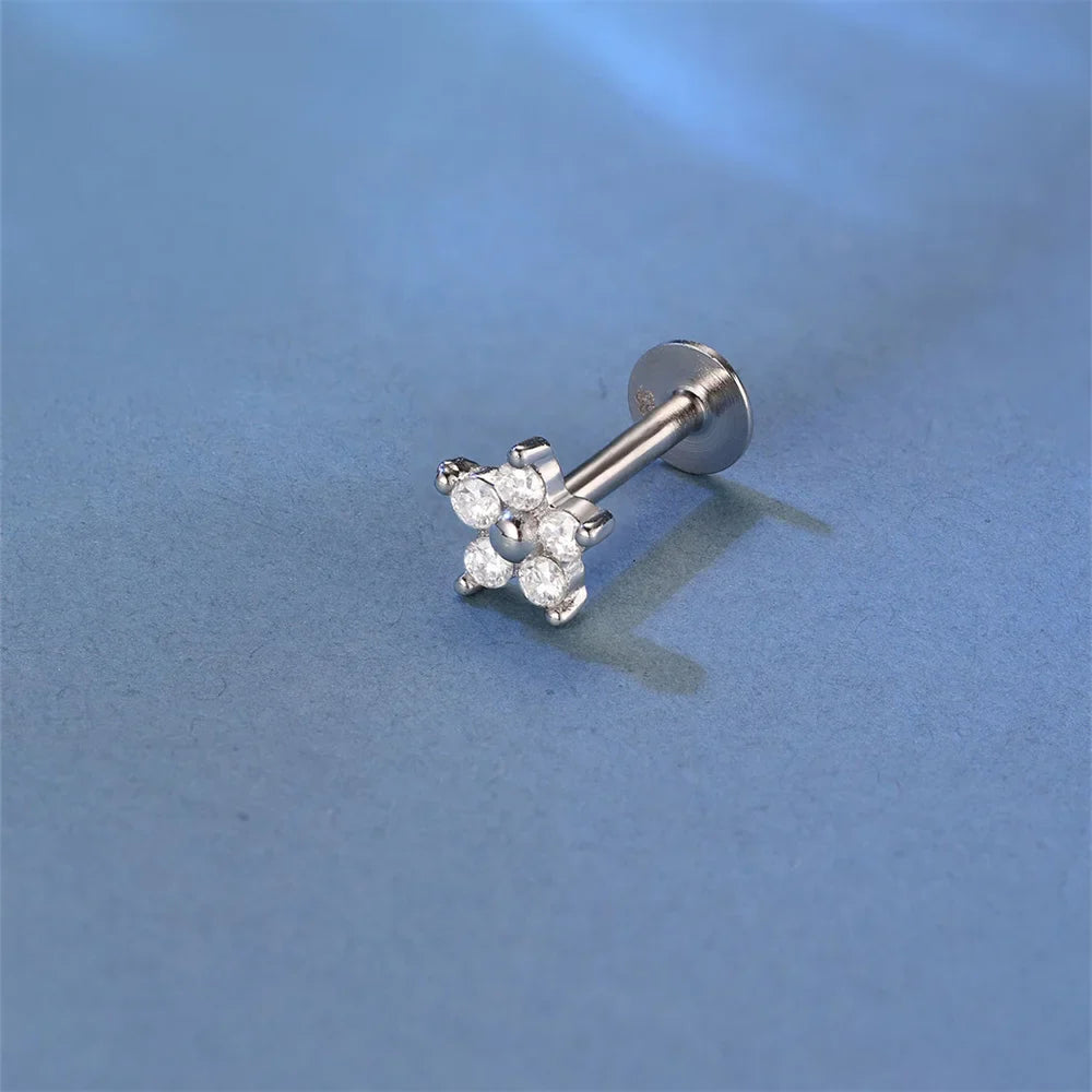 Clous d'oreilles en argent sterling 925 avec moissanite, à vis, quatre griffes, petits bijoux classiques et tendance