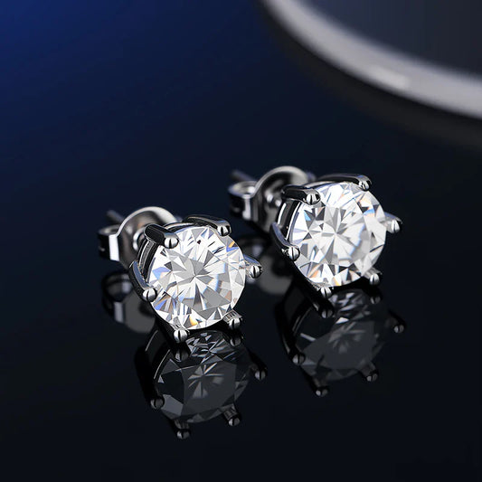 Boucles d'oreilles clous unisexe en argent sterling 925 avec moissanite taille VVS1 et certificat GRA