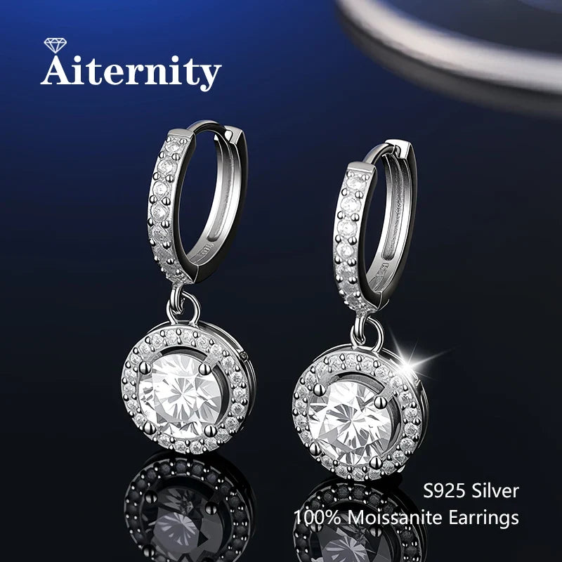 Boucles d'oreilles clous unisexe en argent sterling 925 avec moissanite taille VVS1 et certificat GRA