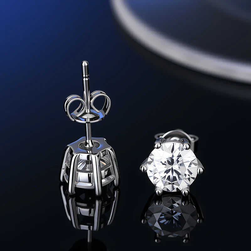 Ohrstecker aus 925er Sterlingsilber mit Moissanit, VVS1-Schliff, GRA-Zertifikat, Unisex