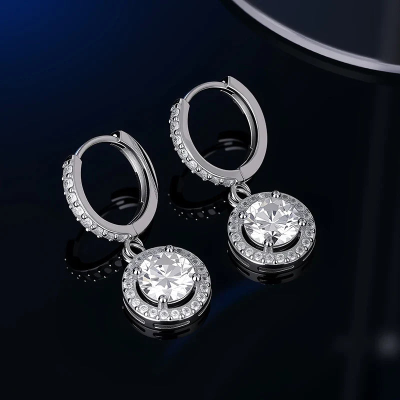 Boucles d'oreilles clous unisexe en argent sterling 925 avec moissanite taille VVS1 et certificat GRA