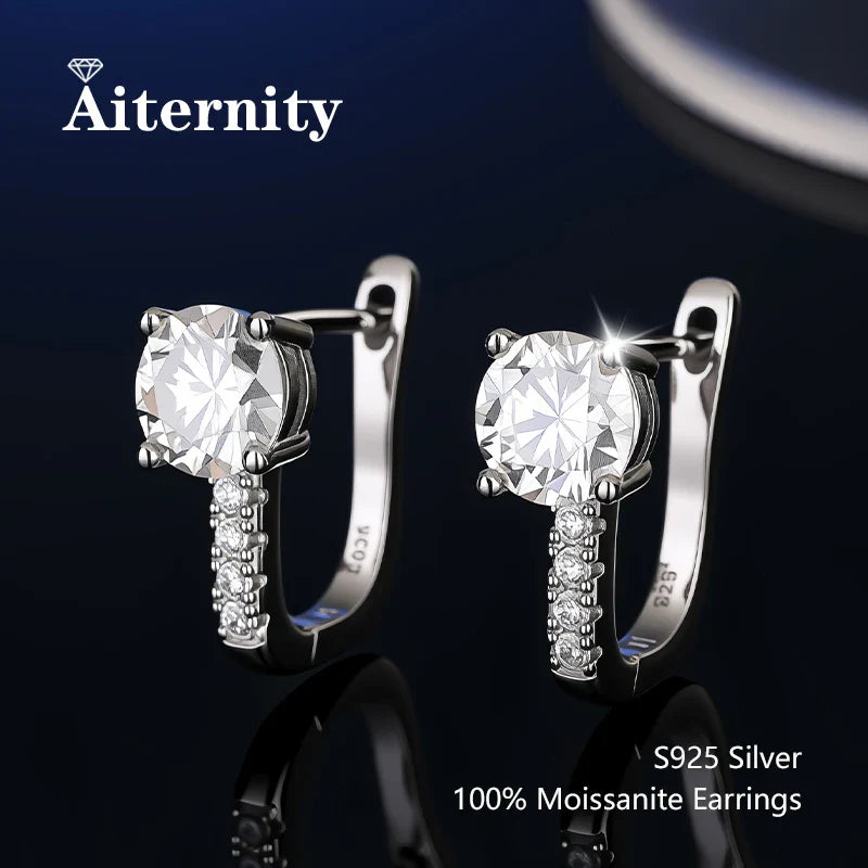 Ohrstecker aus 925er Sterlingsilber mit Moissanit, VVS1-Schliff, GRA-Zertifikat, Unisex