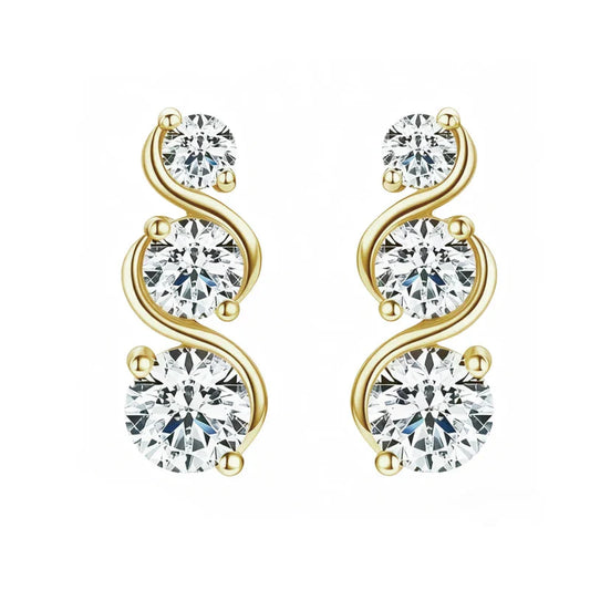 925 Sterling Silver Moissanite Twisted Stud Earrings Couples Personalized