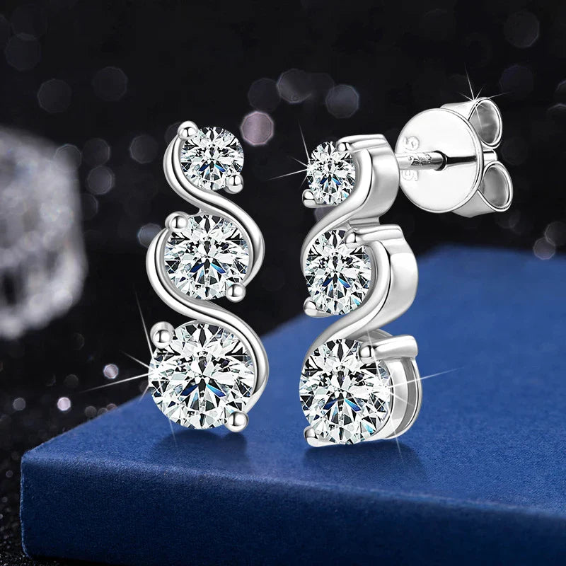 925er Sterlingsilber Moissanit Gedrehte Ohrstecker Paare Personalisiert