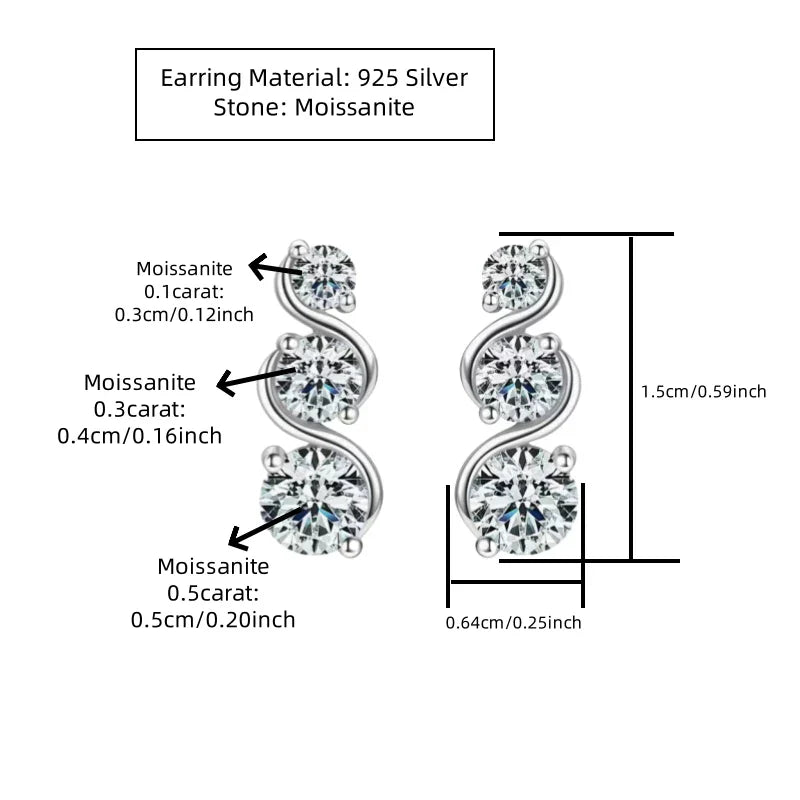 925er Sterlingsilber Moissanit Gedrehte Ohrstecker Paare Personalisiert