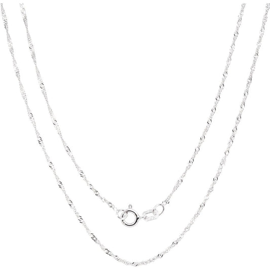 925 Sterling Silver Singapore Chain Necklace 18 Inch