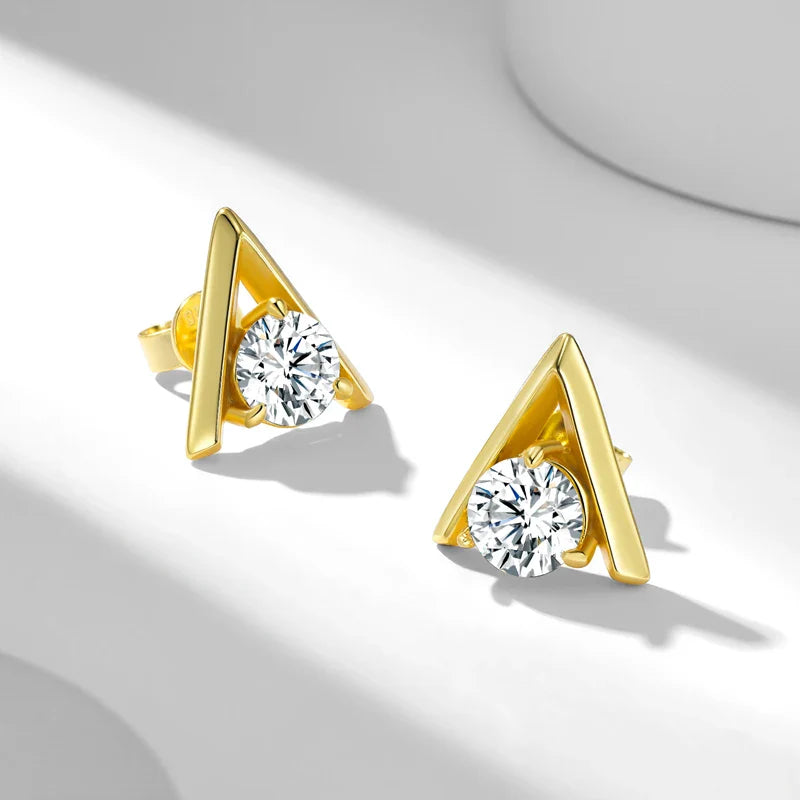 Boucles d'oreilles clous unisexe en argent sterling 925 en forme de V, serties de moissanite 2 carats (1 carat x 2)